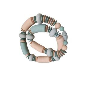 Chunky Pastel Clay Beaded Necklace Avon 80s  New NIB Old Stock Vintage